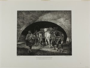 Adelphi Wharf -laiturin sisäänkäynti, laatta 11 teoksesta Eri aiheet elämästä ja kivestä piirrettyinä (The English Suite). tekijältä Jean Louis André Théodore Géricault