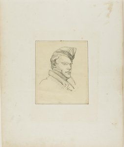 Muotokuva nuoresta miehestä, jolla on sotilaslakki päässään tekijältä Jean Louis André Théodore Géricault