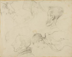 Seitsemän pään karikatyyriä tekijältä Jean Louis André Théodore Géricault