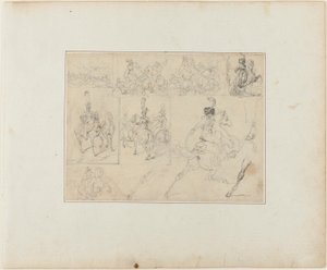 Luonnosarkki: Cavalry Battles and Mounted Soldiers (Ratsuväen taistelut ja ratsumiehet) tekijältä Jean Louis André Théodore Géricault