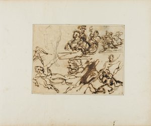 Luonnosarkki: Lanssarimiehet, kamppailevat alastonkuvat, muut aiheet. tekijältä Jean Louis André Théodore Géricault
