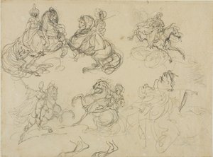 Luonnoksia itämaisista ratsumiehistä tekijältä Jean Louis André Théodore Géricault