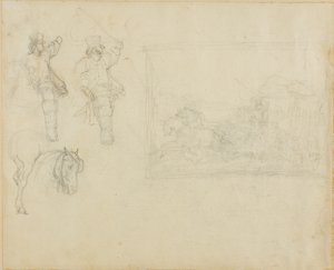 Luonnoksia postiljoonista ja postivaunusta tekijältä Jean Louis André Théodore Géricault