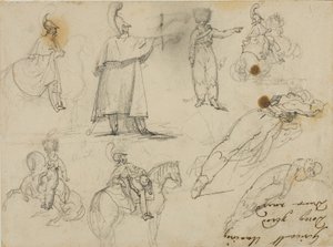 Luonnoksia sotilaista ja hevosista tekijältä Jean Louis André Théodore Géricault