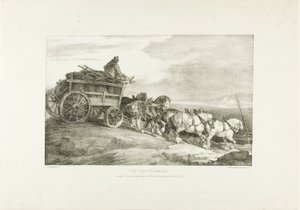 Hiilivaunu, levy 7 teoksesta Eri aiheet, jotka on piirretty elämästä kivelle. tekijältä Jean Louis André Théodore Géricault