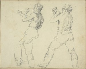 Kaksi nyrkkeilijää vasemmalle päin tekijältä Jean Louis André Théodore Géricault
