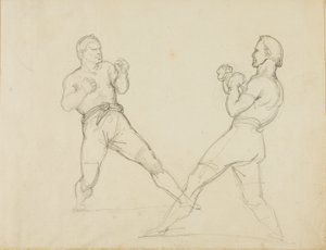 Kaksi nyrkkeilijää sparraamassa tekijältä Jean Louis André Théodore Géricault
