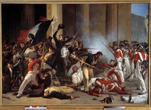 Vuoden 1830 vallankumous: "" Kolmen Glorieuksen aikana, louvre-palkinto 29/07/1830 et massacre des Guards Swiss"" Jean Louis Bezardin maalaus (1799-apres 1861) 1830 Su. 1,76 x 2,45 m Pariisi, museo Carnavalet - Vuoden 1830 vallankumous: "" Louvren ottamine