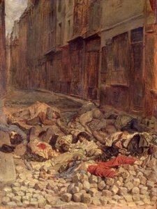 Barrikadi Rue de la Mortellerie -kadulla, kesäkuu 1848 (sisällissodan muisto) 1849 (öljy kankaalle) tekijältä Jean Louis Ernest Meissonier