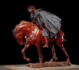 Matkustaja tuulessa sanoi myös Napoleon Bonaparte (1769-1821) Venäjän kampanjan aikana tai upseeri myllerryksessä Ernest Meissonierin (1815-1891) veistos vahasta, puusta, kankaasta ja nahasta 1878 Sun. 0,48x0,6x0,4 m Pariisi, Musee d