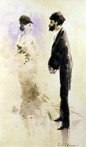 Pelosta mykistynyt rakastaja (akvarelli) tekijältä Jean Louis Forain