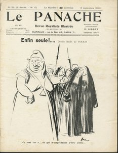 Jean-Louis Forainin (1852-1931) kuvitus Le Panachen kannelle, rojalistinen aikakauslehti, nro 20 tekijältä Jean Louis Forain