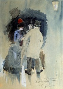 Jean Louis Forainin (1852-1931) kohtaamisvesiväri 1900-luku. tekijältä Jean Louis Forain