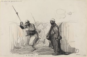 Luvanhaltijan palautus. -Sinä putoat!, c. 19141919. tekijältä Jean Louis Forain
