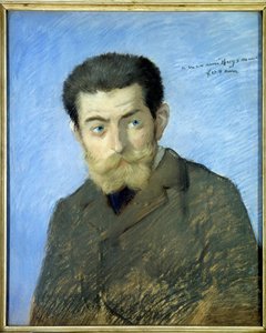 Muotokuva ranskalaisesta kirjailijasta Charles Marie Georges Huysmansista Joris Karl Huysmansissa (1848-1907) Pastelli Jean-Louis Forain (1852-1931) Su. 0,55x0,44 m 1800-luku - ranskalaisen kirjailijan Charles Marie Georges Huysmansin muotokuva nimeltä Jor tekijältä Jean Louis Forain