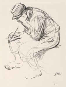 Sotavanki kirjoittamassa kirjettä tekijältä Jean Louis Forain