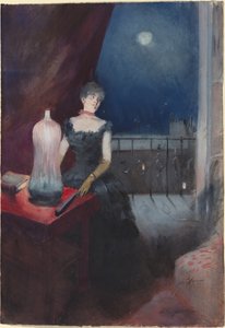 Pysyvä nainen tuulettimen kanssa, luultavasti 18801890. tekijältä Jean Louis Forain