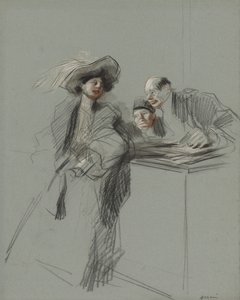 Asiakas, 1800-luvun neljäs neljännes tai 1900-luvun ensimmäinen kolmas. tekijältä Jean Louis Forain