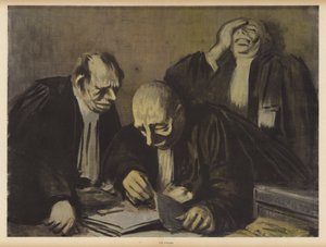 Lakimiehet (väri litho) tekijältä Jean Louis Forain