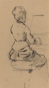 Nuori nainen istuu pianon ääressä [verso] tekijältä Jean Louis Forain