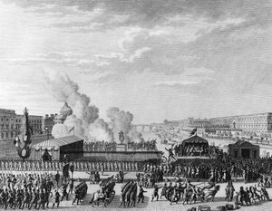 Ranskan vallankumous: Vapaaehtoiset Pont Neufissa Pariisissa, 22. heinäkuuta tekijältä Jean Louis II (after) Prieur
