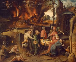 Pyhän Antoniuksen kiusaus, kirjoittanut Jan Mandyn (noin 1500-1560)