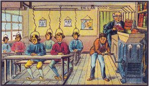 Koulussa. Sarjasta Vision of the Year 2000, 1899 tekijältä Jean Marc Côté