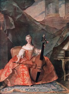 Madame Henriette de France hoviasussa soittamassa bassoviulua, 1754. tekijältä Jean Marc Nattier