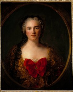 Marquise Louise Elisabeth De Dreux Brezen muotokuva Hänellä on punaisella solmulla koristeltu mekko - Jean Marc (Jean-Marc) Nattierin (1685-1766) maalaus 1749 Dim 0,73x0,59 m Douai musee de la Chartreuse tekijältä Jean Marc Nattier