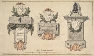 Kolme mallia hautamonumentille tai epitafille, n. 1770-90.