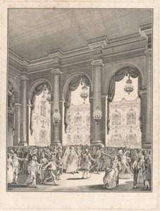 Naamiopallo - Monseigneur Dauphinin syntymän kunniaksi 23. tammikuuta 1782 pidetty juhla tekijältä Jean Michel Moreau the Younger