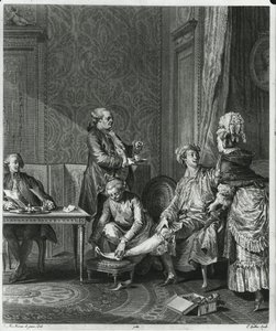 The Levee, kaiverrus Louis Michel Halbou (1730-n. 1809) 1781 tekijältä Jean Michel the Younger Moreau