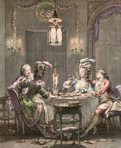 Le supper fin - kaiverrus Moreau Jean Michel, le Jeune (1741-1814) - Gourmet Supper, kaiverrus Isidore Stanislas Helman (1743-1809) 1781 Moreaun, Jean Michel nuoremman (1741-1814) mukaan