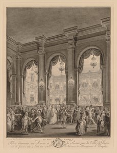 Naamiojuhla Hôtel de Villessa, 23. tammikuuta 1782 tekijältä Jean Michel the Younger Moreau