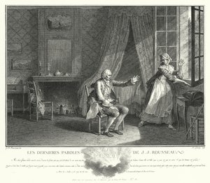 Jean-Jacques Rousseaun viimeiset sanat (kaiverrus) tekijältä Jean Michel the Younger Moreau