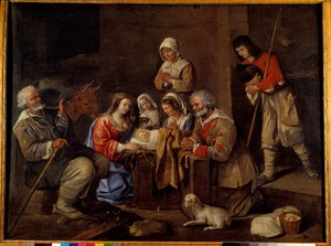 Jean Michelinin (1623-1695) maalaus Paimenten palvonta 1600-luvulta.