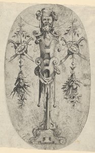 Miespäällinen figuuri, pää, parta ja turbaani kolmineljänneksellä olkapäällä..., n. 1543-45. tekijältä Jean Mignon