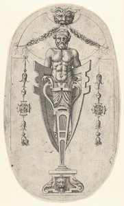 Miesten päätehahmo, vartalo, parta ja turbaani puolipitkällä jalustalla mukana ..., n. 1543. tekijältä Jean Mignon