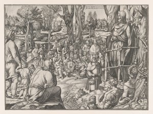 Pyhä Johannes saarnaa autiomaassa, 1535-1555. tekijältä Jean Mignon