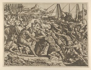 Helenan sieppaus, 1535-55. tekijältä Jean Mignon
