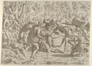 Petollinen synon, jonka paimenet toivat Trajanuksen leiriin, 1535-55. tekijältä Jean Mignon