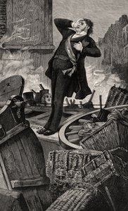 Mort de Baudin - kuvitus Histoire d’un -rikollisuudesta, 1800-luku (bw-kaiverrus) tekijältä Jean Paul Laurens
