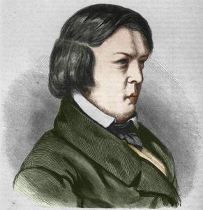 Robert Schumann saksalainen säveltäjä. Piirustus J.B. Laurens. tekijältä Jean Paul Laurens