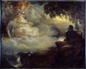 Allegoria Ranskan valtiosta ennen Napoleon Bonaparten (1769-1821) paluuta Egyptin retkikunnalta (1798-1801) Jean Pierre Franquen (1774-1860) maalaus 1800-luvun su. 2,61 x 3,26 m