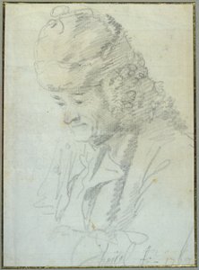 Voltaire (1694-1778) vanhoilla päivillään, 1769 (värikynä paperille).
