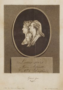 Louis Seize, Marie Antoinette ja mgr. le Dauphin tekijältä Jean Pierre Marie Jazet