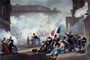 Vuoden 1830 vallankumous: Ecole Polytechniquen opiskelija takavarikoi tykin palas-Royalin valloituksen yhteydessä 28. heinäkuuta