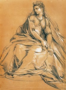 Näyttelijä Adrienne Lecouvreur (1692-1730) Andromaquen nimiroolissa, Jean Racine (1639-1699), piirustus, Ranska tekijältä Jean Racine