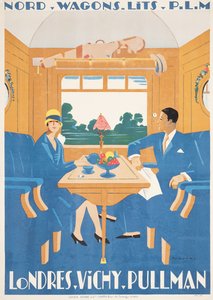 Mainosjuliste Lontoosta Vichy Pullman -pikajunaan tekijältä Jean Raoul Chaurand Naurac