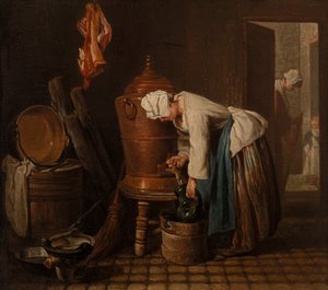 Nainen ammentaa vettä vesiuurnista (The Water Urn) tekijältä Jean-Baptiste Simeon Chardin